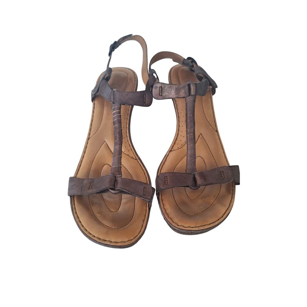 Born Gray Leather High Heel Wedge Sandals Comfort Women's Size 9